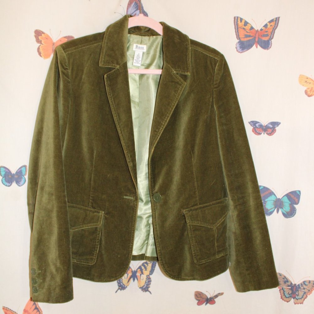 Womens Blazer Faux Suede Green Classic Career G.H Bass & Co. Size M